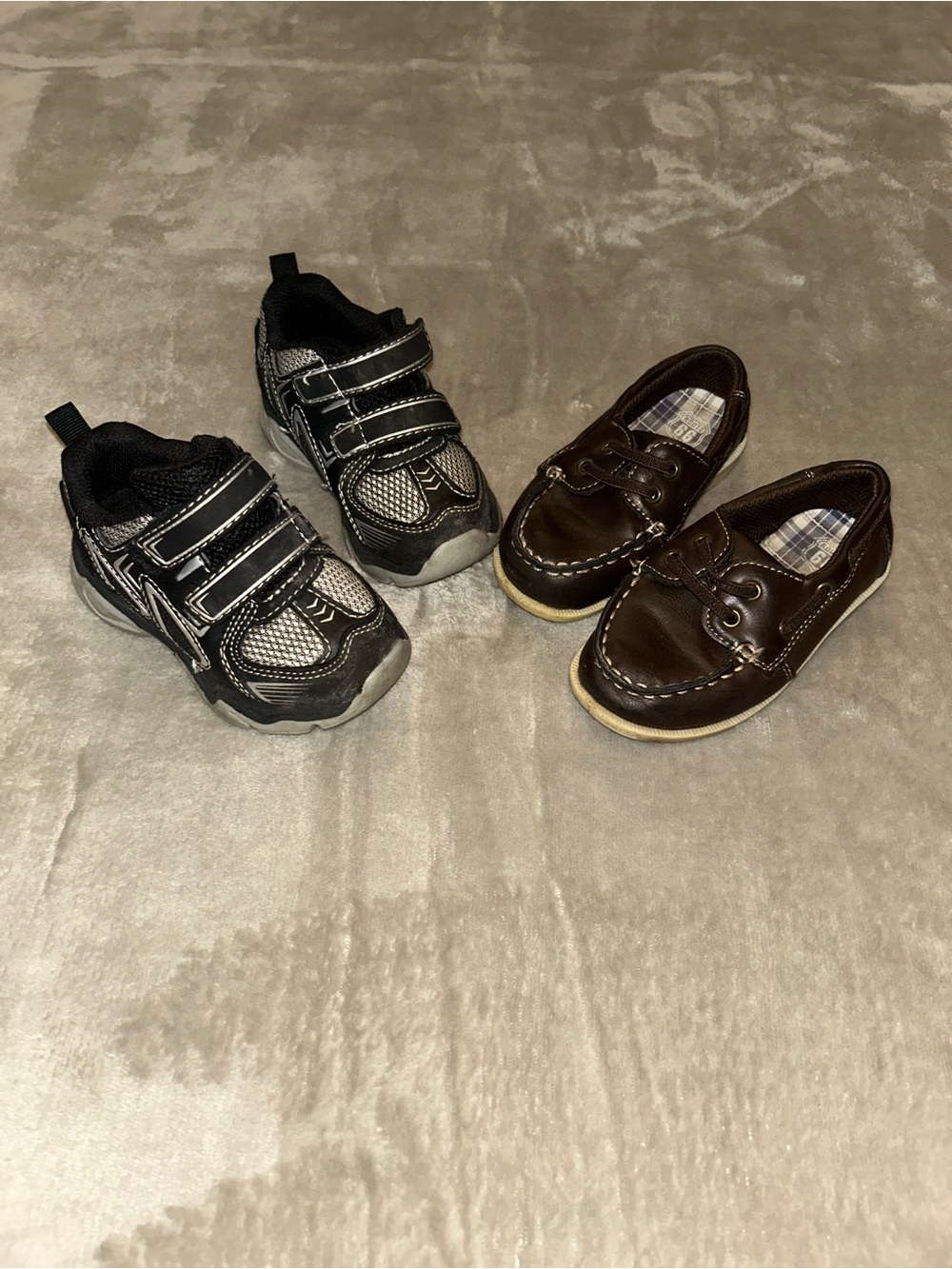 Two Pairs of Toddler Boys Size 7 Shoes Athletech Sneakers and Route 66 Loafers